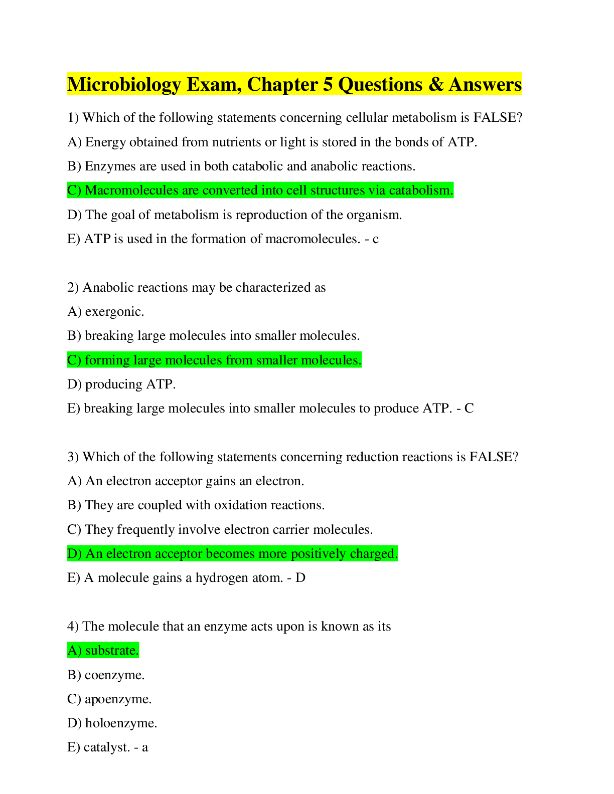 Preview image for Microbiology Questions - Test Prep Review, Exam Questions & Answers